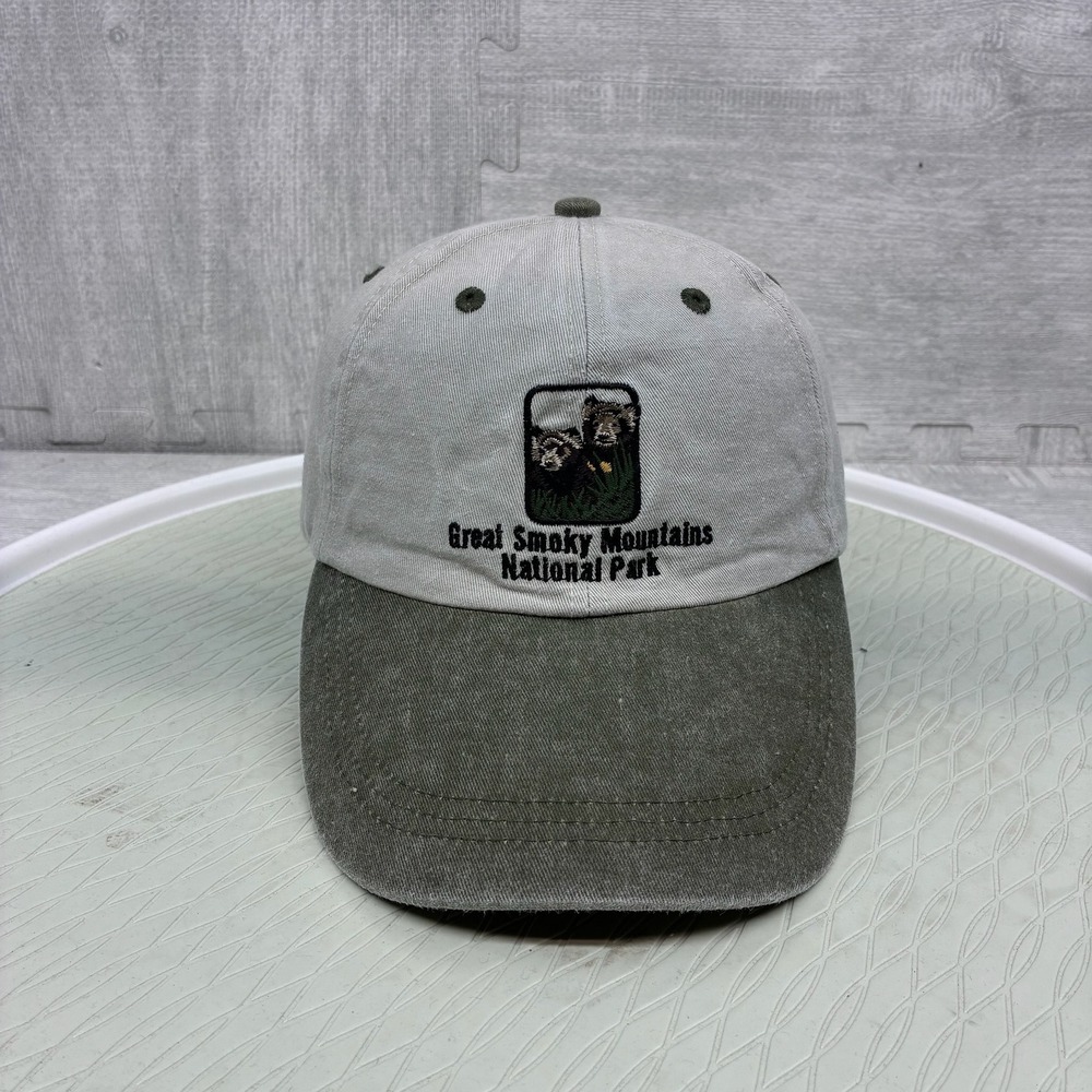 Vintage Great Smoky Mountains National Park Hat Mens OSFA Grey Cotton Cap